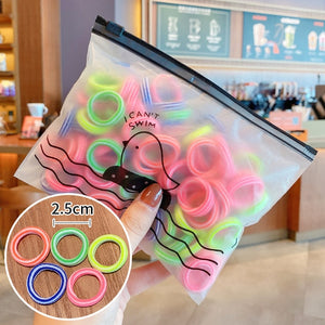 50/100/200 Pcs/Bag Children Cute Candy Cartoon Solid Elastic Hair Bands Girls Lovely Srunchies Rubber Bands Kid Hair Accessories