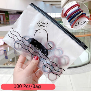50/100/200 Pcs/Bag Children Cute Candy Cartoon Solid Elastic Hair Bands Girls Lovely Srunchies Rubber Bands Kid Hair Accessories