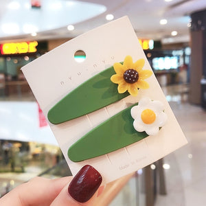 1 Set Children Cute Cartoon Flower Fruit Rubber Bands Hairpins Girls Lovely Gift Hair Clips Kids Hair Bands Hair Accessories