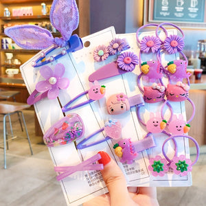 1 Set Children Cute Cartoon Flower Fruit Rubber Bands Hairpins Girls Lovely Gift Hair Clips Kids Hair Bands Hair Accessories