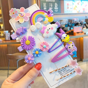 1 Set Children Cute Cartoon Flower Fruit Rubber Bands Hairpins Girls Lovely Gift Hair Clips Kids Hair Bands Hair Accessories
