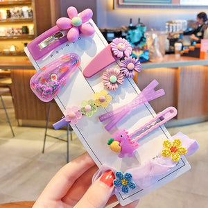 1 Set Children Cute Cartoon Flower Fruit Rubber Bands Hairpins Girls Lovely Gift Hair Clips Kids Hair Bands Hair Accessories