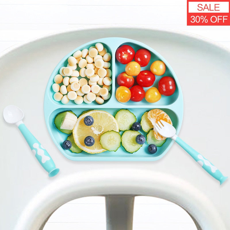 Baby Silicone bowl Sucker Bowl Children feeding silicone plate baby silica gel dishes It can be used with spoon, fork and straw