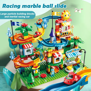 marble run big blocks compatible duploed building blocks funnel Slide blocks DIY big bricks toys for legoINGlys children gift