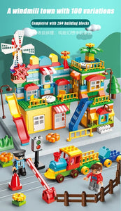 marble run big blocks compatible duploed building blocks funnel Slide blocks DIY big bricks toys for legoINGlys children gift