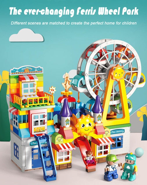 marble run big blocks compatible duploed building blocks funnel Slide blocks DIY big bricks toys for legoINGlys children gift