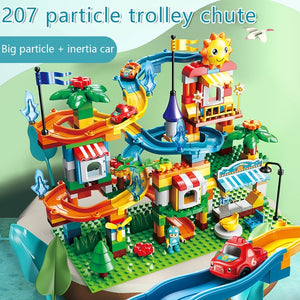 marble run big blocks compatible duploed building blocks funnel Slide blocks DIY big bricks toys for legoINGlys children gift