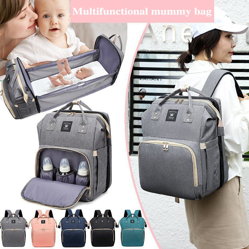 Moms Dads Multifunctional Diaper Bag Bed Backpack  Baby Bed Cribs Bags Mummy Travel Maternity Nursing Handbag For Stroller