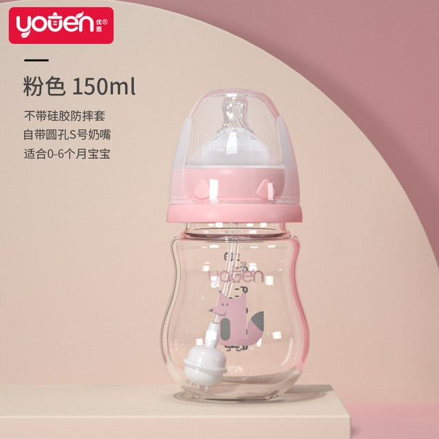 New arrival glass baby bottle straw drop-resistant water drink bottles for baby milk bottle for a child new born baby bottle