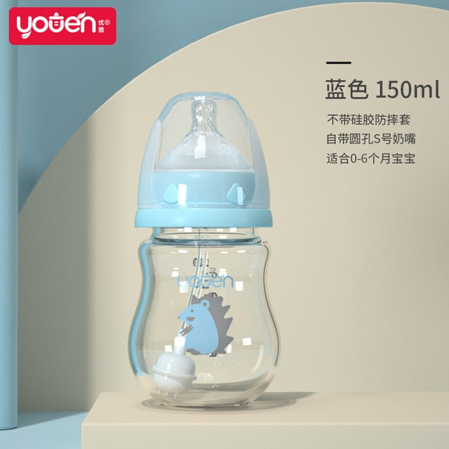 New arrival glass baby bottle straw drop-resistant water drink bottles for baby milk bottle for a child new born baby bottle