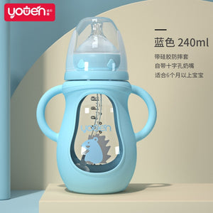 New arrival glass baby bottle straw drop-resistant water drink bottles for baby milk bottle for a child new born baby bottle