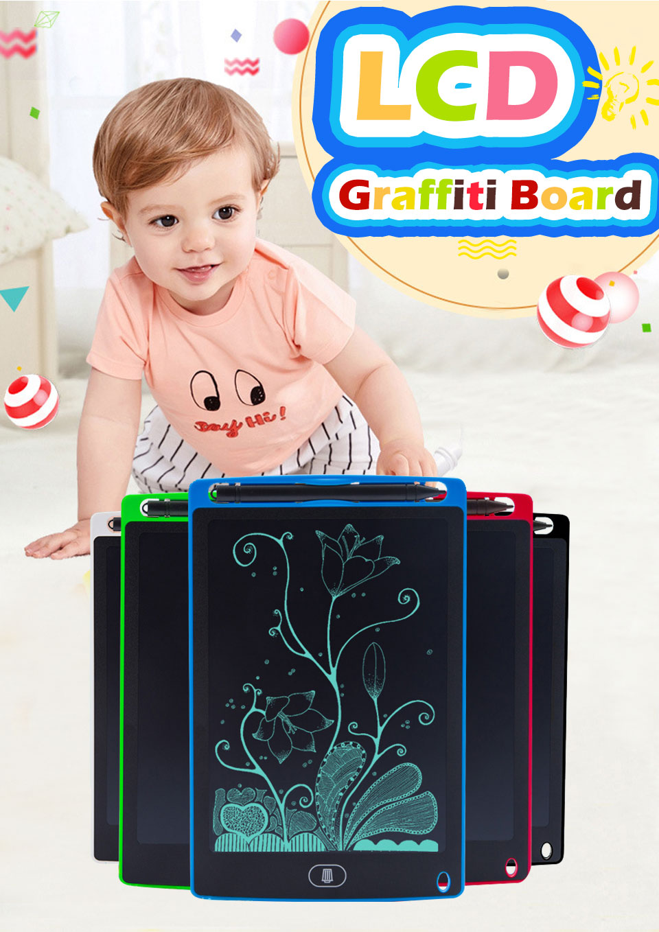 8.5Inch LCD Writing Tablet Handwriting Digital Drawing Board Colorful Rewritable Blackboard Electronic Notepad Kids Drawing art