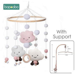 1set Silicone Beads Baby Mobile Beech Wood Bird Rattles Wool Balls Kid Room Bed Hanging Decor Nursing Children Products