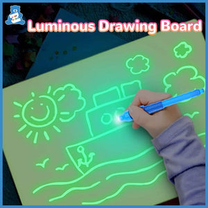 Magic Luminous Drawing Board Fluorescent Pen English Russian LED Light Painting Writing Tablet Educational Toys for Kids Gift