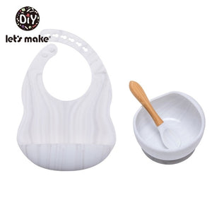 Let'S Make 1set Silicone Baby Feeding Set Waterproof Spoon Non-Slip Feedings Silicone Bowl Tableware Baby Products Baby Plate