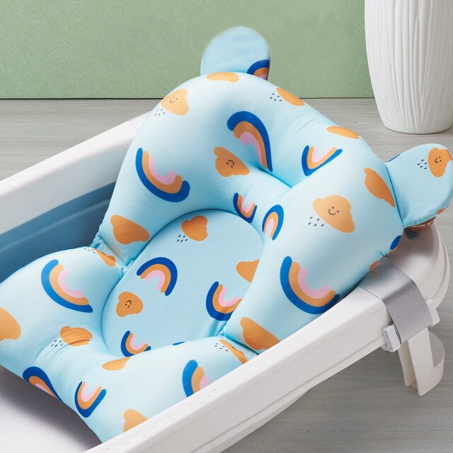 Portable Baby Bath Tub Pad Non-Slip Bathtub Shower Seat Mat Foldable Bath Pillow Newborn Safety Security Bath Support Cushion