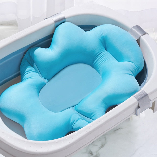 Portable Baby Bath Tub Pad Non-Slip Bathtub Shower Seat Mat Foldable Bath Pillow Newborn Safety Security Bath Support Cushion