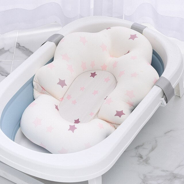 Portable Baby Bath Tub Pad Non-Slip Bathtub Shower Seat Mat Foldable Bath Pillow Newborn Safety Security Bath Support Cushion