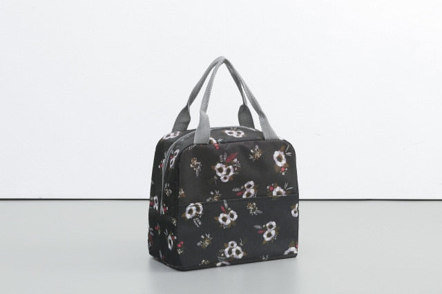 Functional Pattern Cooler Lunch Box Portable Insulated Canvas Lunch Bag Thermal Food Picnic Lunch Bags For Women Kids