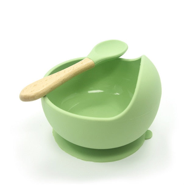 1set Silicone Baby Feeding Bowl Tableware Waterproof Spoon Non-Slip Crockery BPA Free Silicone Dishes for Baby Bowl Baby Plate