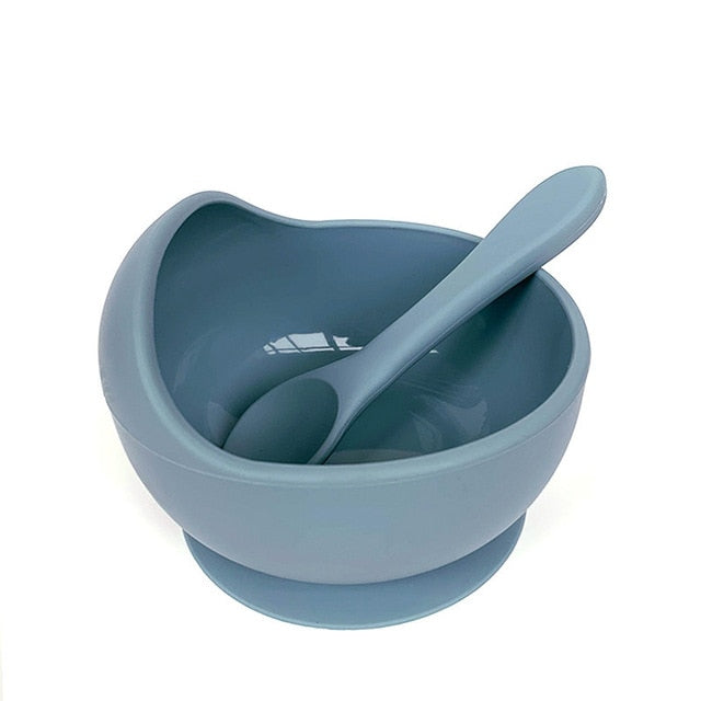 1set Silicone Baby Feeding Bowl Tableware Waterproof Spoon Non-Slip Crockery BPA Free Silicone Dishes for Baby Bowl Baby Plate