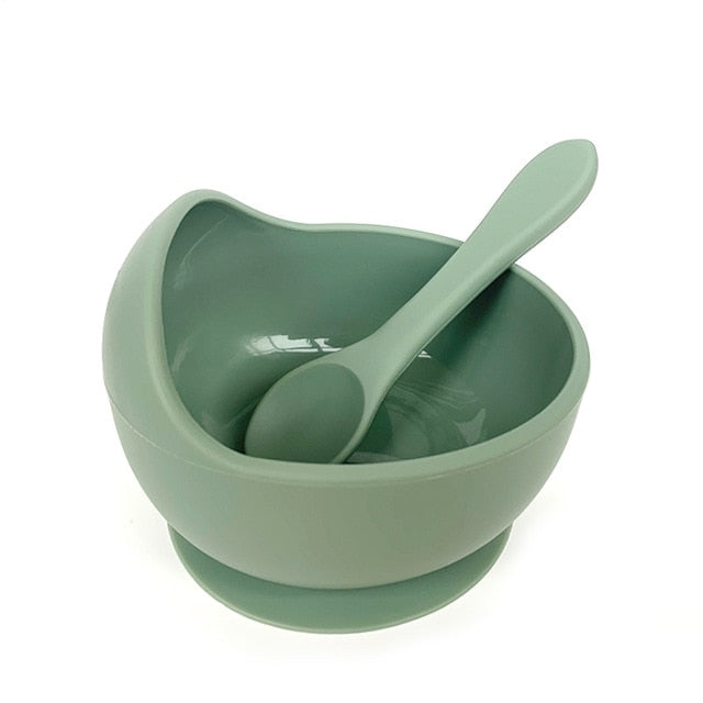 1set Silicone Baby Feeding Bowl Tableware Waterproof Spoon Non-Slip Crockery BPA Free Silicone Dishes for Baby Bowl Baby Plate