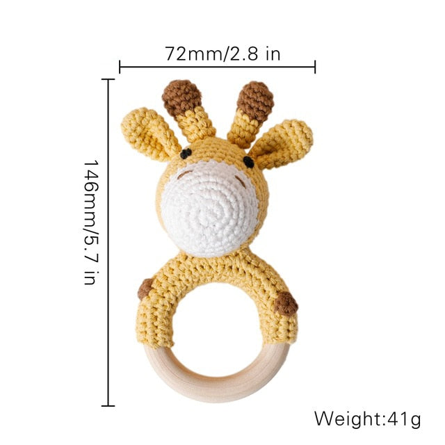 Baby Towel Newborn Bath Toy Set Double Sided Cotton Blanket Wooden Rattle Bracelet Crochet Toys Baby Bath Gift Products For Kids