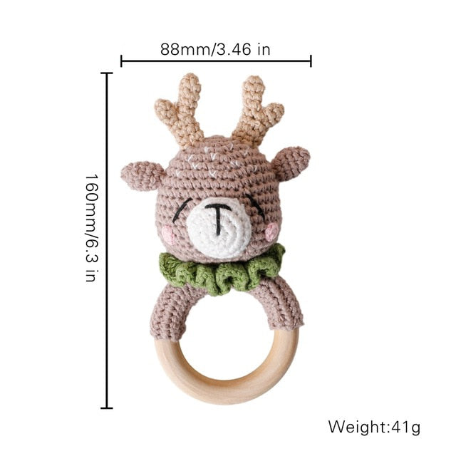 Baby Towel Newborn Bath Toy Set Double Sided Cotton Blanket Wooden Rattle Bracelet Crochet Toys Baby Bath Gift Products For Kids