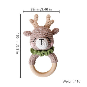 Baby Towel Newborn Bath Toy Set Double Sided Cotton Blanket Wooden Rattle Bracelet Crochet Toys Baby Bath Gift Products For Kids