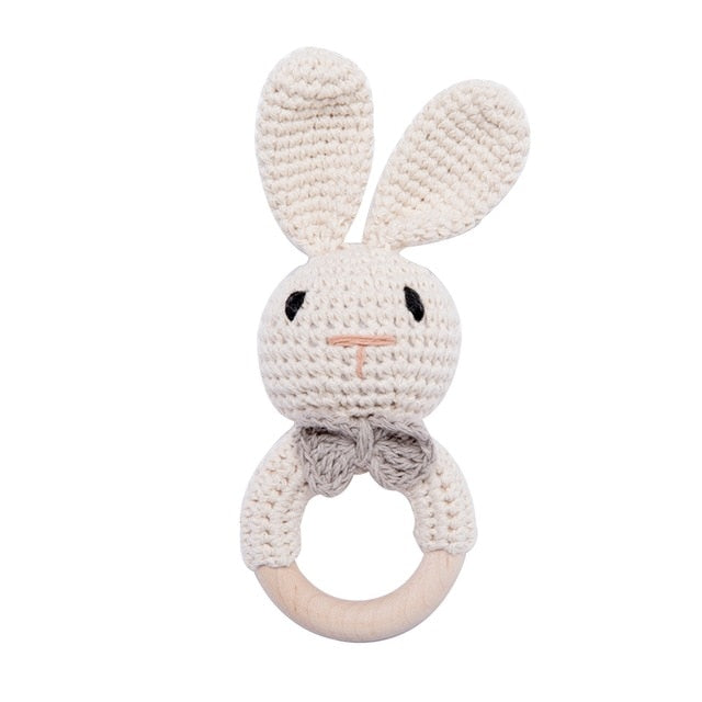 Baby Towel Newborn Bath Toy Set Double Sided Cotton Blanket Wooden Rattle Bracelet Crochet Toys Baby Bath Gift Products For Kids