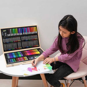 180PCS Painting Drawing Art Artist Set Kit Water Color Pen Crayon Oil Pastel Painting Tool Supplies Kids Stationery Gift Set