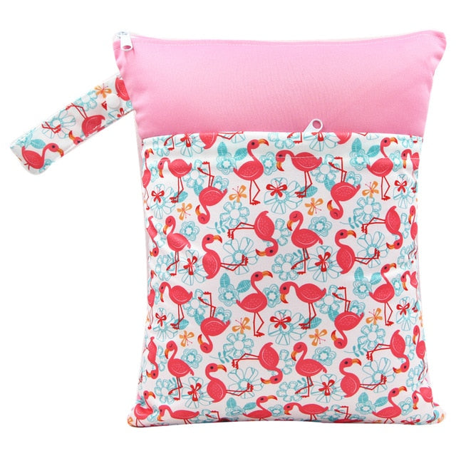 polyester PUL Waterproof Baby Bags for Mom Baby Stroller Use  Double Packet Diaper Wet Bag