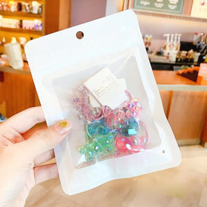 10/20 Pcs/Bag Children Cute Cartoon Shiny Flower Hair Bands Girls Baby Lovely Scrunchies Rubber Bands Kids Hiar Accessories
