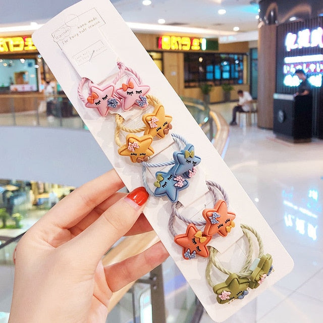 10/20 Pcs/Bag Children Cute Cartoon Shiny Flower Hair Bands Girls Baby Lovely Scrunchies Rubber Bands Kids Hiar Accessories