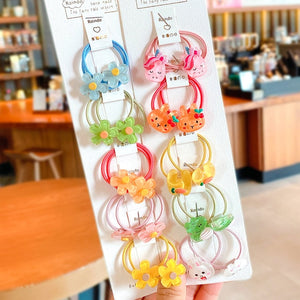 10/20 Pcs/Bag Children Cute Cartoon Shiny Flower Hair Bands Girls Baby Lovely Scrunchies Rubber Bands Kids Hiar Accessories
