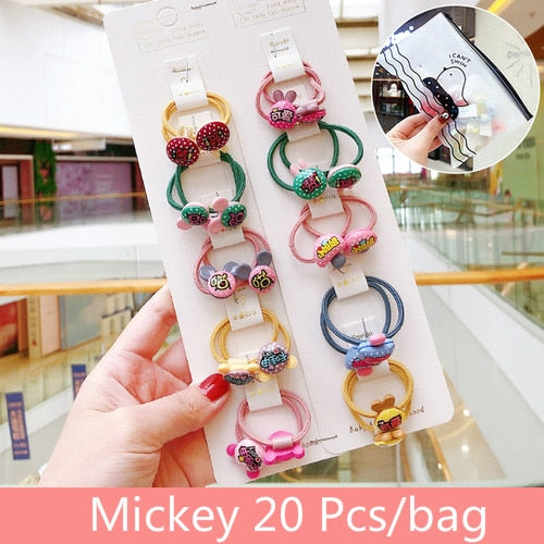 10/20 Pcs/Bag Children Cute Cartoon Shiny Flower Hair Bands Girls Baby Lovely Scrunchies Rubber Bands Kids Hiar Accessories
