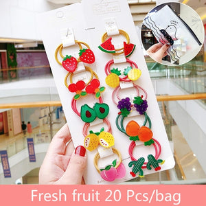 10/20 Pcs/Bag Children Cute Cartoon Shiny Flower Hair Bands Girls Baby Lovely Scrunchies Rubber Bands Kids Hiar Accessories