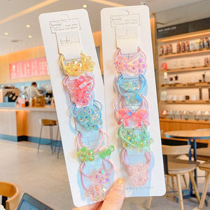 10/20 Pcs/Bag Children Cute Cartoon Shiny Flower Hair Bands Girls Baby Lovely Scrunchies Rubber Bands Kids Hiar Accessories