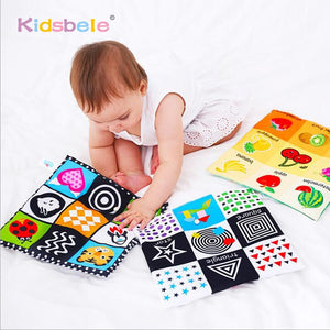 Baby Toys For Newborn Soft Cloth Book 0-12 Months Kids Learning Educational Black/White Cognition Rustle Sound Newspaper